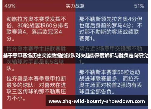基于意甲赛场历史交锋数据的球队对决趋势深度解析与胜负走向研究